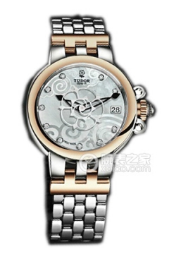 帝舵玫瑰系列35701-65770白色珍珠贝母盘镶钻不锈钢表带