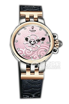 帝舵玫瑰系列35401-FS粉红色珍珠贝母盘镶钻织纹表带