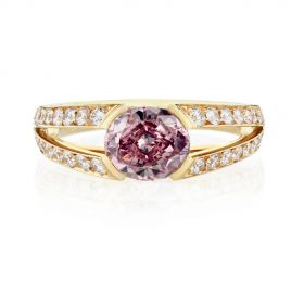 戴比尔斯1888 MASTER DIAMONDS 大师美钻系列ANNABEL 浓彩紫粉色椭圆形钻戒戒指