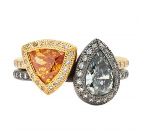 戴比尔斯TALISMAN 系列TALISMAN高级珠宝三角形水滴形叠戴钻戒戒指