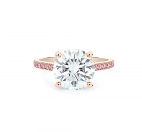 戴比尔斯玫瑰金彩钻密镶钻戒圈圆形明亮式切割钻戒戒指
