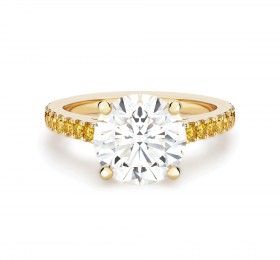 戴比尔斯黄金彩钻密镶钻戒圈圆形明亮式切割钻戒戒指