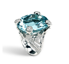 迪奥LE BAL MISS DIOR 750/1000白金戒指，镶嵌海蓝宝石戒指