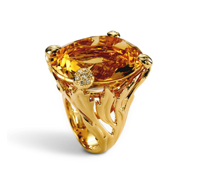 迪奥LE BAL MISS DIOR 750/1000黄金戒指，镶嵌黄水晶戒指