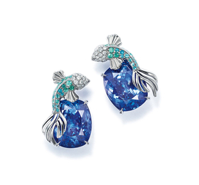 蒂芙尼BLUE BOOK高级珠宝坦桑石海洋生物造型耳环胸针