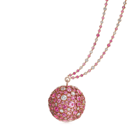 蒂芙尼MASTERPIECES PRISM系列18k玫瑰金镶嵌粉色蓝宝石和钻石吊坠项链