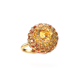 蒂芙尼MASTERPIECES PRISM系列18k黄金镶嵌黄色蓝宝石和锰铝榴石戒指戒指