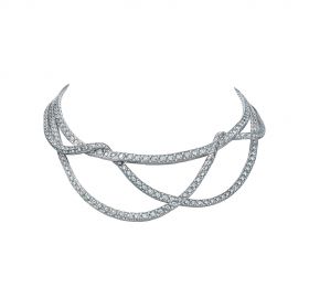 蒂芙尼MASTERPIECES RIBBONS系列铂金镶嵌圆形明亮式切割和方形钻石项链项链
