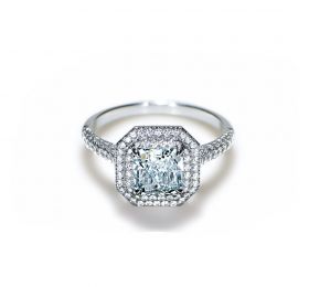 蒂芙尼BLUE BOOK高级珠宝方形改良明亮式切割绿蓝钻戒指戒指
