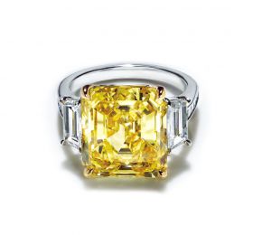 蒂芙尼BLUE BOOK高级珠宝铂金和18k金镶嵌艳彩黄钻及钻石戒指戒指