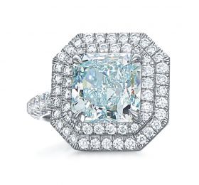 蒂芙尼BLUE BOOK高级珠宝铂金镶嵌蓝绿钻石戒指戒指