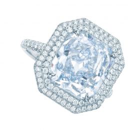 蒂芙尼BLUE BOOK高级珠宝矩形改良明亮式切割蓝钻戒指