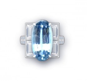 蒂芙尼BLUE BOOK高级珠宝铂金镶嵌海蓝宝石与钻石戒指 戒指