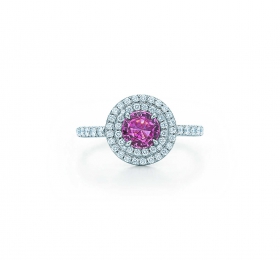 蒂芙尼TIFFANY SOLESTE粉红蓝宝石和钻石戒指戒指