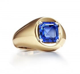 蒂芙尼BLUE BOOK高级珠宝2019 Blue Book 18K黄金镶嵌祖母绿形切割斯里兰卡蓝宝石戒指戒指