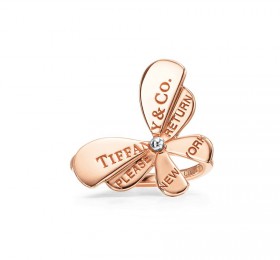 蒂芙尼RETURN TO TIFFANY 18K 玫瑰金和纯银蝴蝶戒指戒指