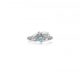 蒂芙尼TIFFANY PAPER FLOWERS™铂金镶嵌钻石和海蓝宝石萤火虫戒指戒指