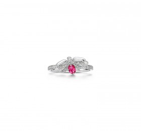 蒂芙尼TIFFANY PAPER FLOWERS™铂金镶嵌钻石和红碧玺萤火虫戒指戒指