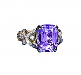 蒂芙尼BLUE BOOK高级珠宝2022 Blue Book铂金及18K黄金镶嵌紫色尖晶石及钻石缎带造型戒指戒指