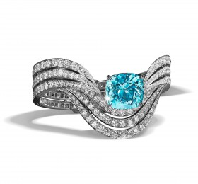 蒂芙尼BLUE BOOK高级珠宝ORCHID CURVE旖旎之兰铂金镶嵌海蓝宝石及钻石手镯手镯