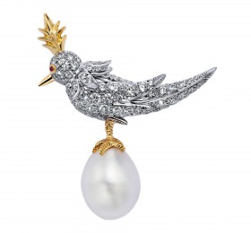 蒂芙尼SCHLUMBERGER®高级珠宝BIRD ON A PEARL胸针胸针