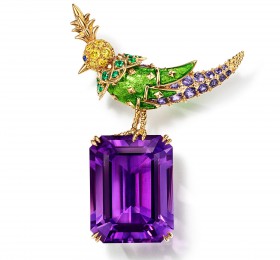蒂芙尼SCHLUMBERGER™高级珠宝Rainbow Bird on a Rock “石上鸟”胸针胸针