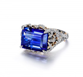蒂芙尼BLUE BOOK高级珠宝2023 BLUE BOOK铂金镶嵌坦桑石及钻石戒指戒指