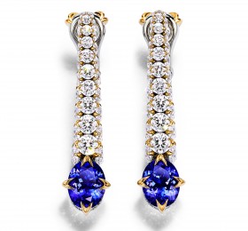 蒂芙尼BLUE BOOK高级珠宝2023 BLUE BOOK 18K黄金镶嵌坦桑石及钻石耳环耳饰