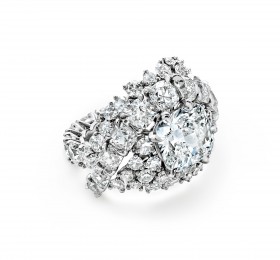 蒂芙尼BLUE BOOK高级珠宝2023 BLUE BOOK铂金镶嵌一颗重逾5克拉的钻石及钻石戒指戒指