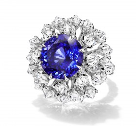 蒂芙尼BLUE BOOK高级珠宝2023 BLUE BOOK 18K白金镶嵌一颗重逾11克拉的坦桑石及钻石戒指戒指