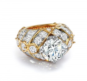 蒂芙尼BLUE BOOK高级珠宝2023 BLUE BOOK铂金及18K黄金镶嵌一颗重逾6克拉的钻石及钻石戒指戒指
