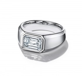 蒂芙尼TIFFANY SETTING铂金镶嵌祖母绿形切割钻石戒指戒指
