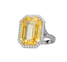 蒂芙尼铂金镶未优化处理黄色蓝宝石及钻石戒指戒指