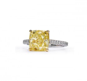 蒂芙尼铂金及18K黄金镶嵌浓彩黄钻及钻石戒指戒指