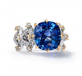 蒂芙尼BLUE BOOK高级珠宝铂金及18K黄金镶嵌一颗重逾10克拉的未经优化处理斯里兰卡蓝宝石及钻石戒指戒指