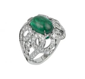 卡地亚高级珠宝系列蛋面祖母绿钻石戒指戒指
