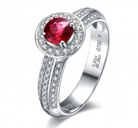 ENZO彩宝系列SHOWY 炫耀系列18K白金镶红宝及钻石戒指戒指