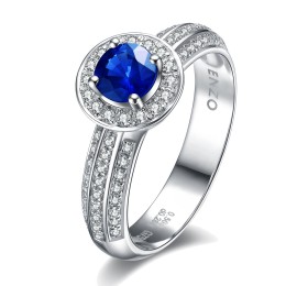 ENZO彩宝系列SHOWY 炫耀系列18K白金镶蓝宝及钻石戒指戒指