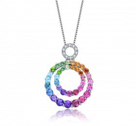 ENZO彩宝系列RAINBOW 彩虹系列18K白金镶多种宝石及钻石吊坠吊坠