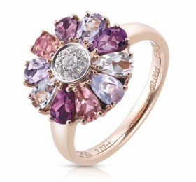 ENZO彩宝系列RAINBOW 彩虹系列18K玫瑰金镶摩根石碧玺石榴石紫晶及钻石戒指戒指
