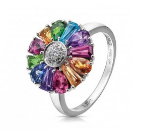 ENZO彩宝系列RAINBOW 彩虹系列18K白金镶多种宝石戒指戒指