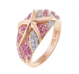 ENZO彩宝系列OCEAN 海洋系列18K玫瑰金镶粉紅蓝宝石及钻石戒指戒指