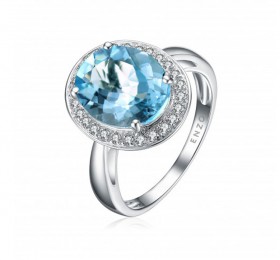 ENZO彩宝系列CLASSIC 经典彩宝系列18K白金镶海蓝宝及钻石戒指戒指
