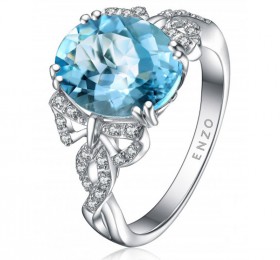 ENZO彩宝系列RIBBON 丝带系列18K白金镶海蓝宝及钻石戒指戒指