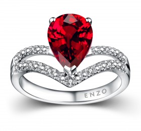 ENZO彩宝系列TIARA 加冕系列18K白金镶红碧玺及钻石戒指戒指