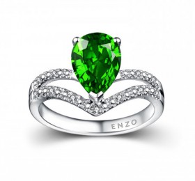 ENZO彩宝系列TIARA 加冕系列18K白金镶透辉石及钻石戒指戒指