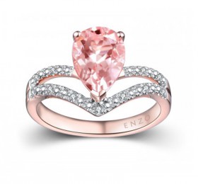 ENZO彩宝系列TIARA 加冕系列18K玫瑰金镶摩根石及钻石戒指戒指