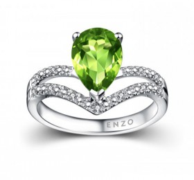 ENZO彩宝系列TIARA 加冕系列18K白金镶橄榄石及钻石戒指戒指
