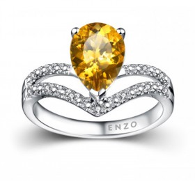 ENZO彩宝系列TIARA 加冕系列18K白金镶金绿柱石及钻石戒指戒指