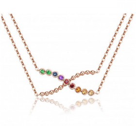 ENZO彩宝系列MOMENT 纪念系列14K玫瑰金镶多种宝石项链项链